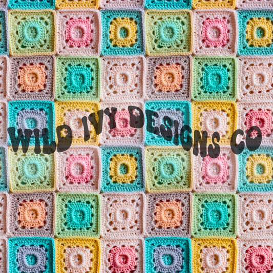 Granny Square Crochet Easter Pastels