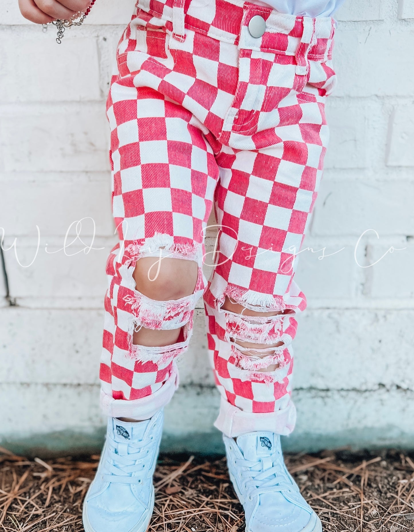 Checkered Distressed Jeans