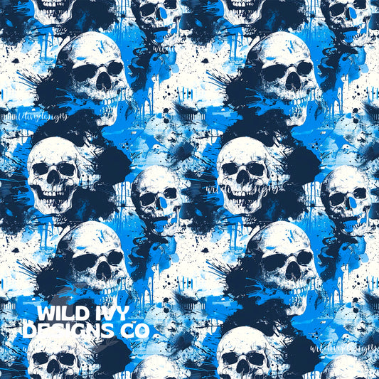 Blue Grunge Skulls