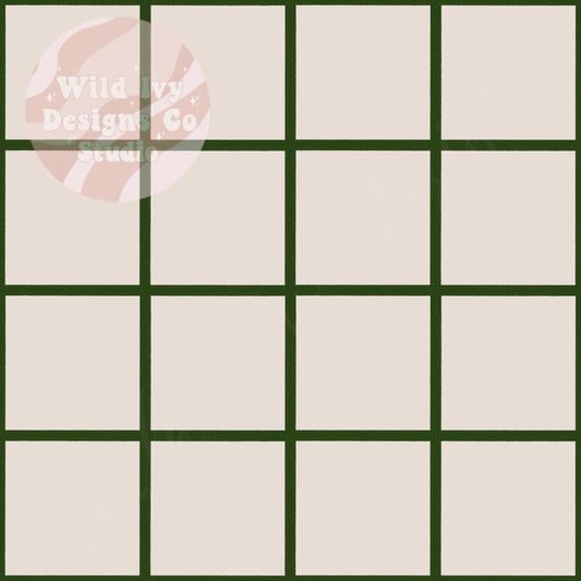 Retro Grid Plaid (Dark green)