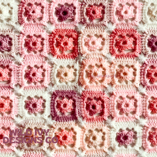 Mauve and Blush Granny Square Crochet