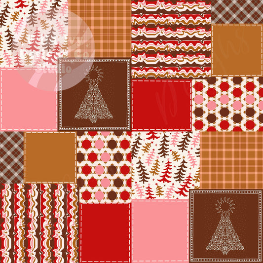 Groovy Tree Patchwork Pink & Brown