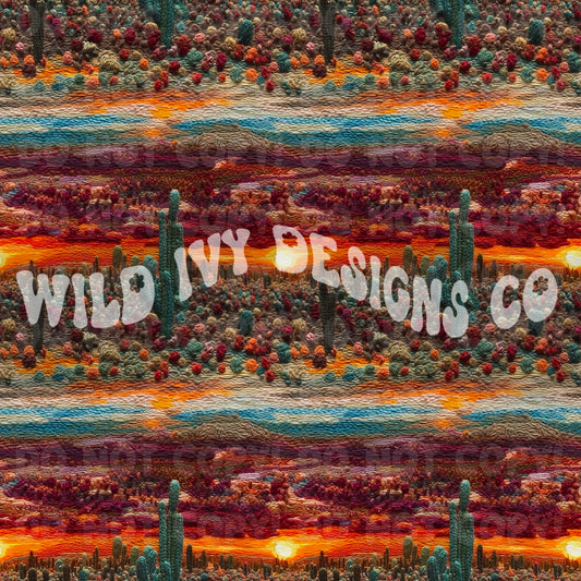 Western Desert Sunset Embroidery Bright