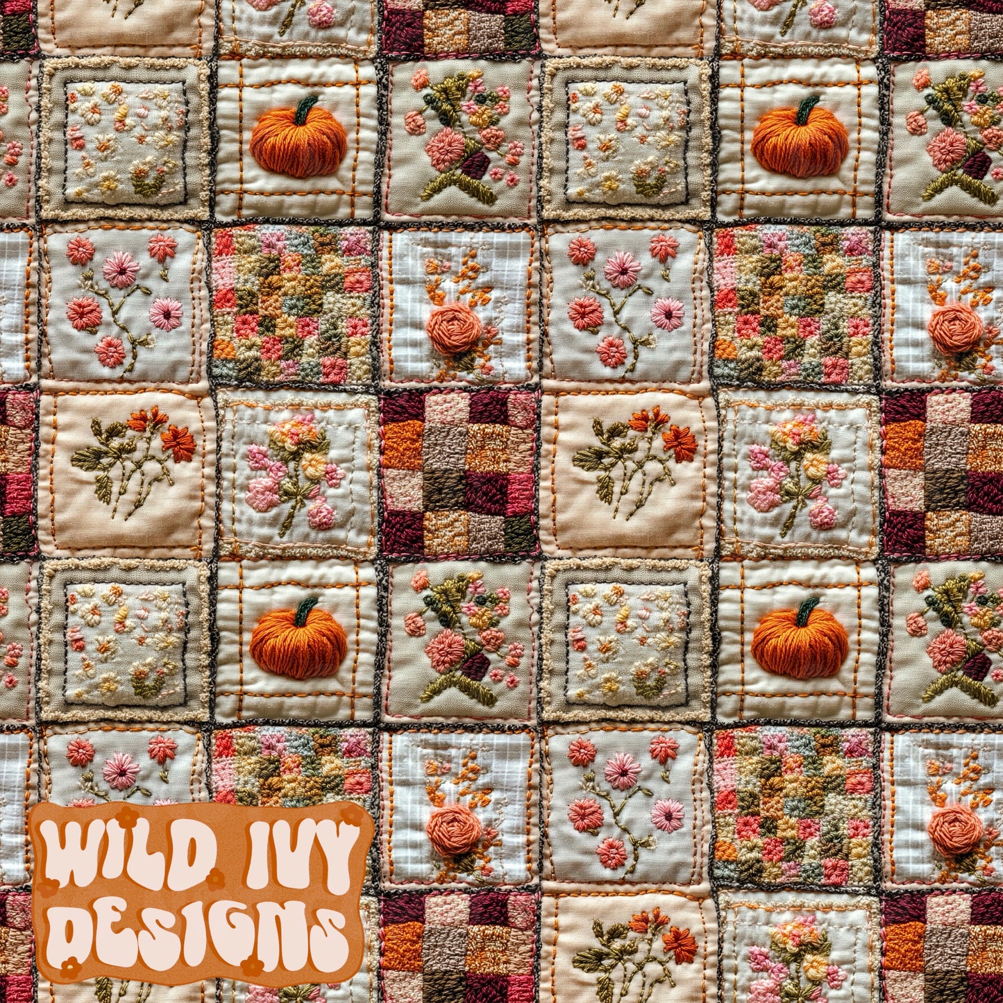 FALL PUMPKIN EMBROIDERY PATCHWORK