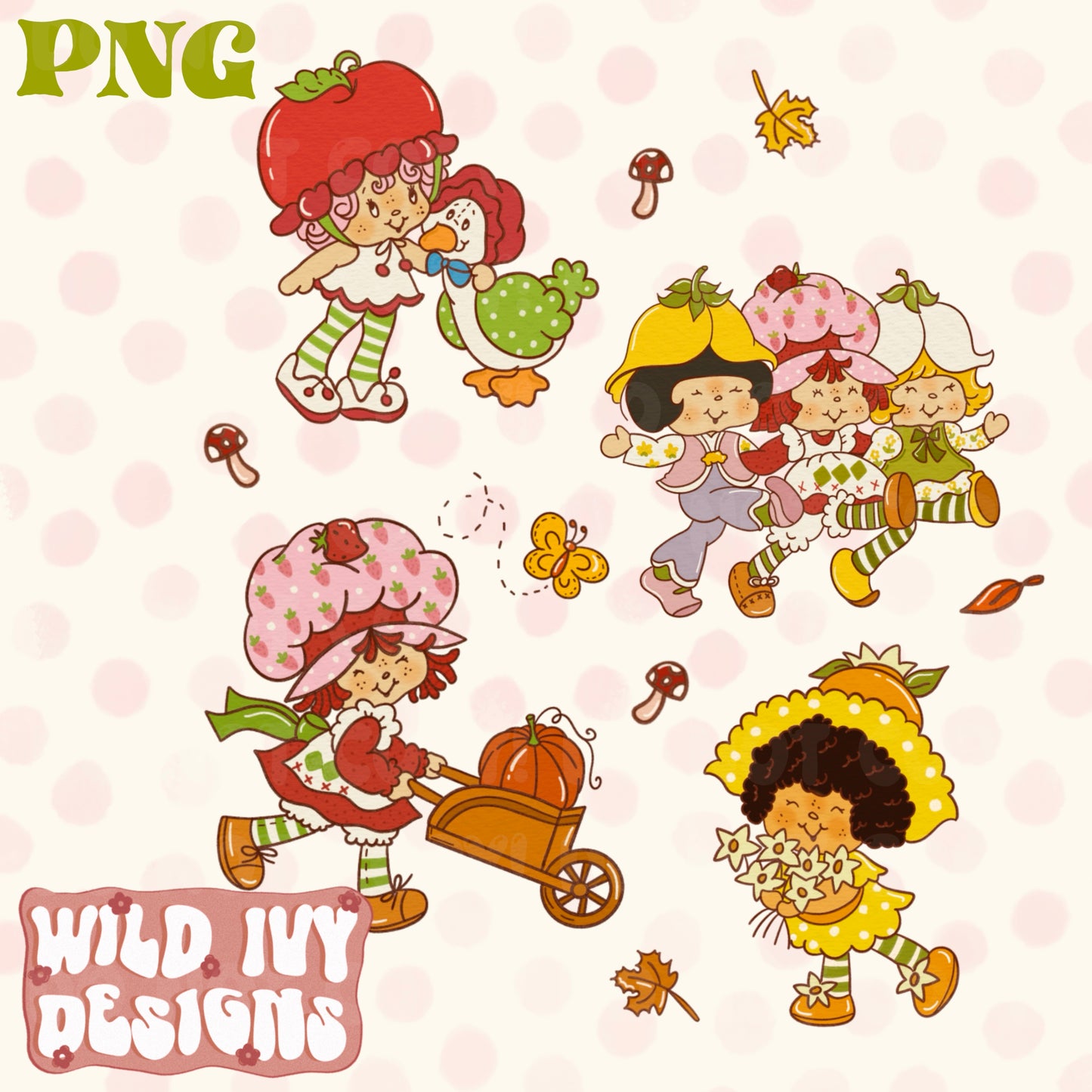 FALL STRAWBERRY FRIENDS PNG