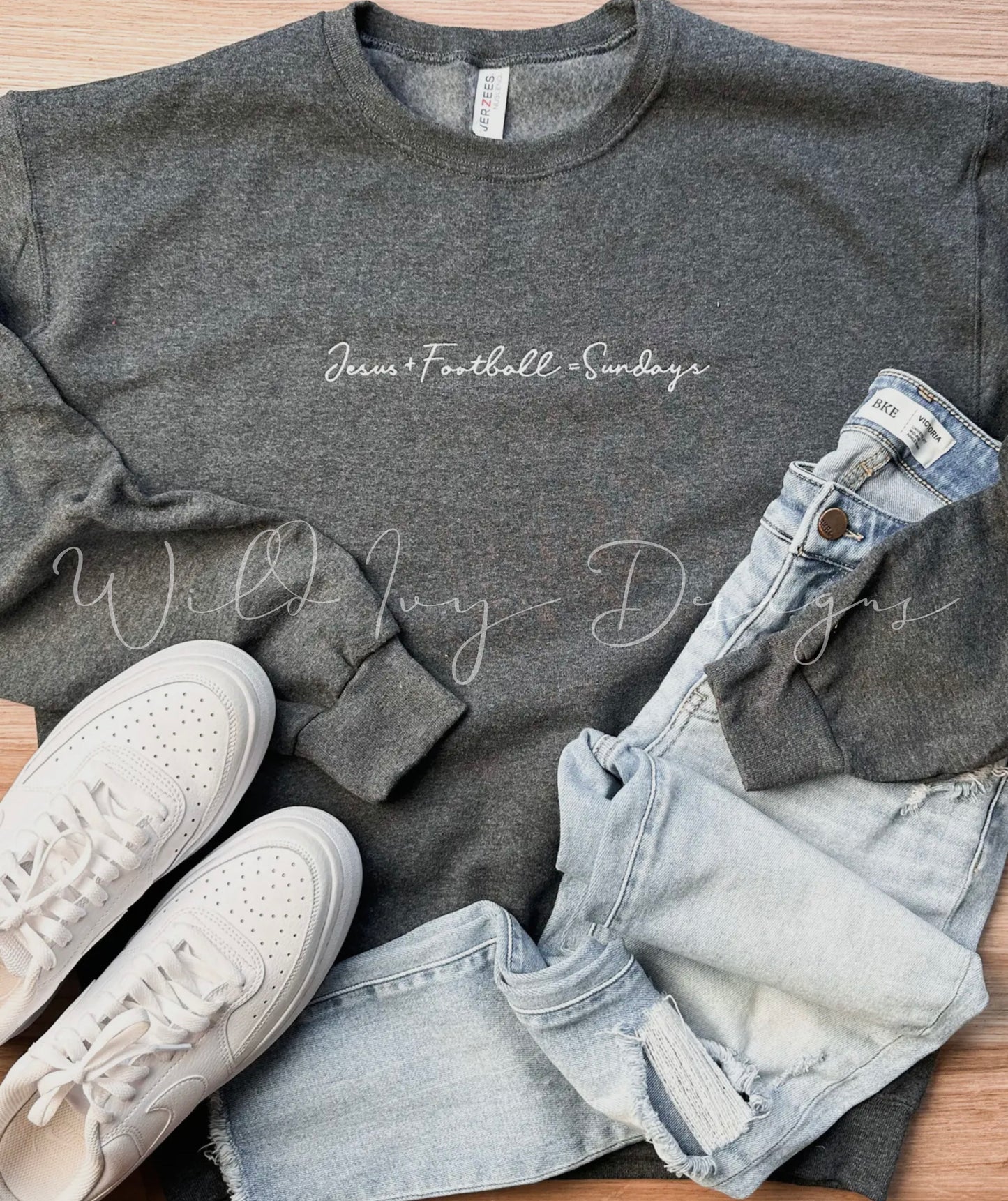 Jesus Football Sundays Grey Crewneck