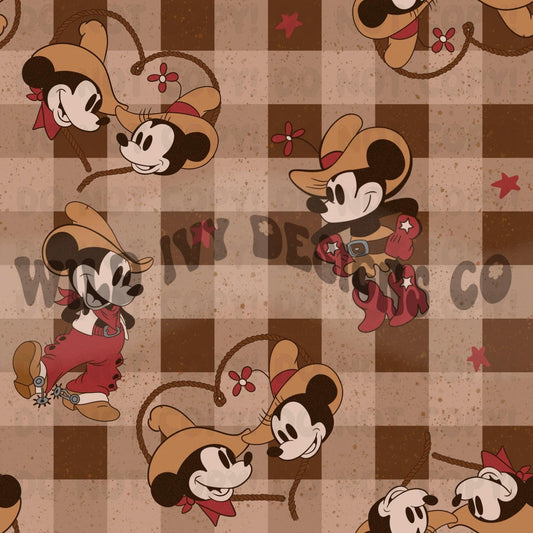 Western Mouse Couple (Brown Gingham Colorway)