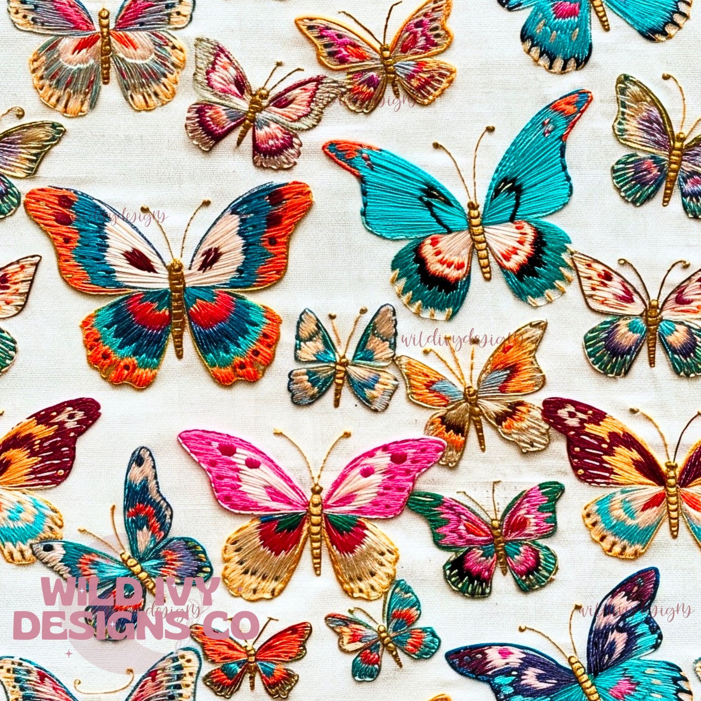 Tropical Embroidered Butterflies