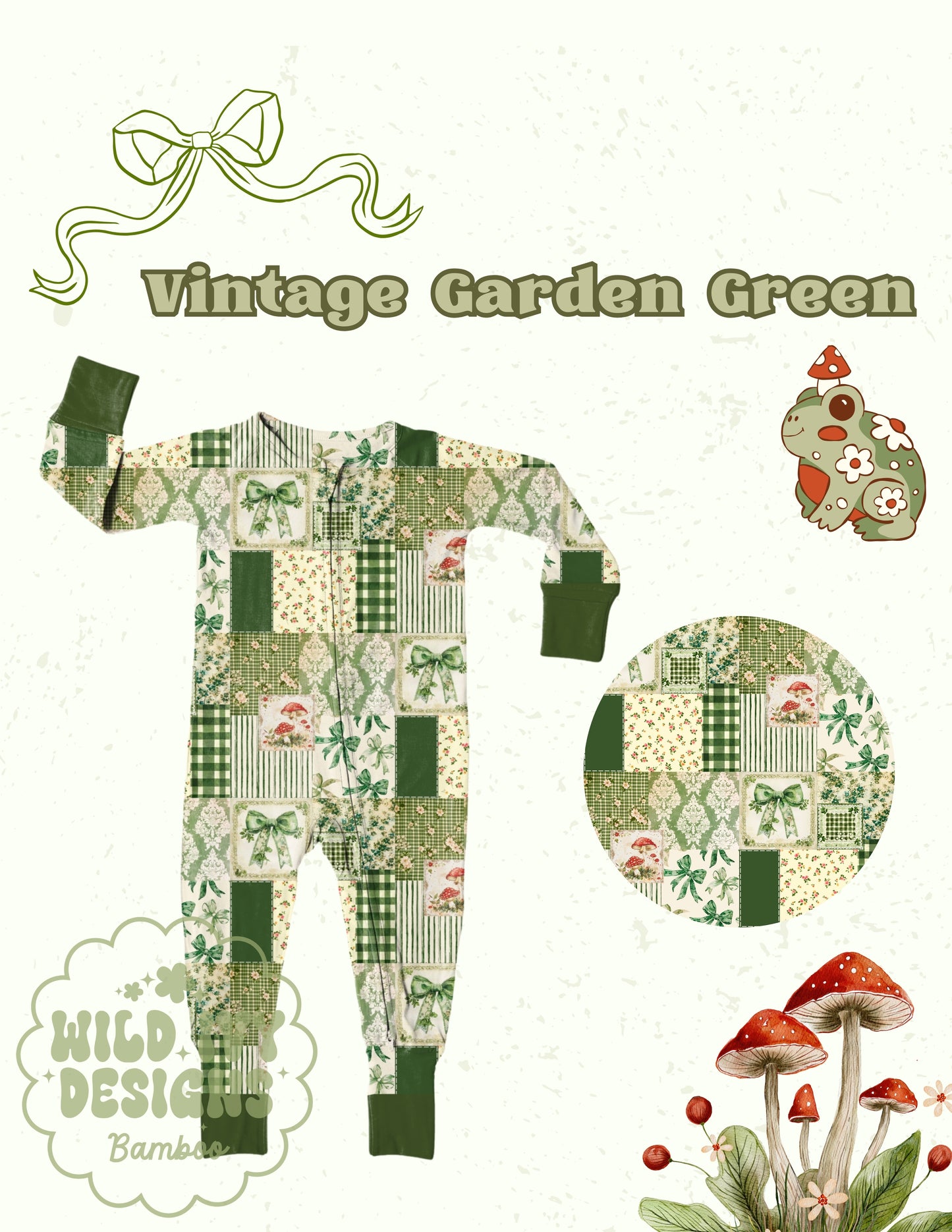VINTAGE GARDEN GREEN ZIPPY