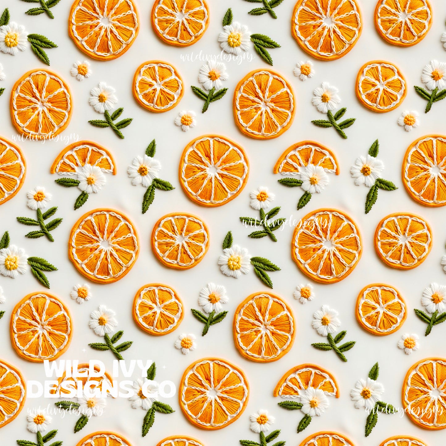 Embroidery Dainty Oranges & Flowers