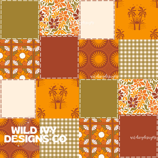 Olive and Brown Summer Patchwork