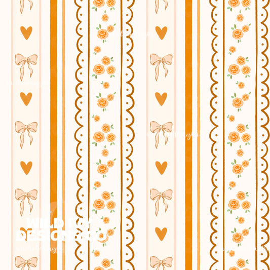 SPRING ORANGE COQUETTE STRIPES