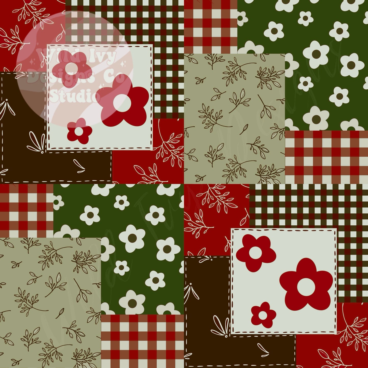 Boho Daisy Quilt Patchwork Christmas Colors