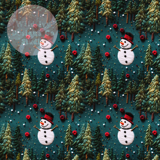 Dark Embroidery Snowmen