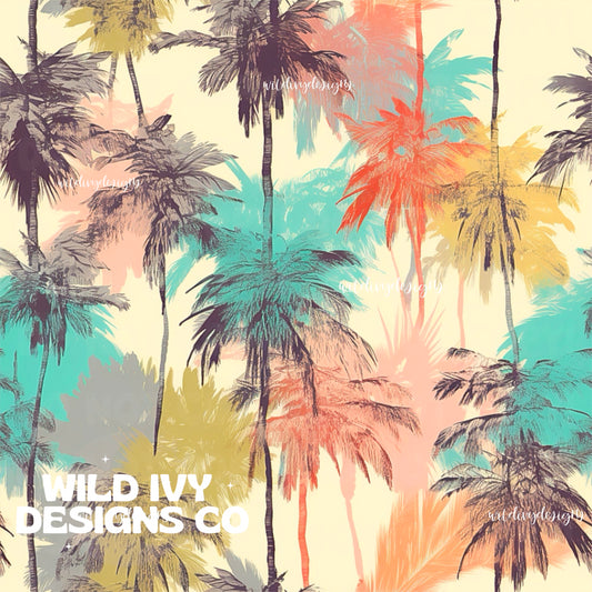 Vintage Grunge Pastel Palms