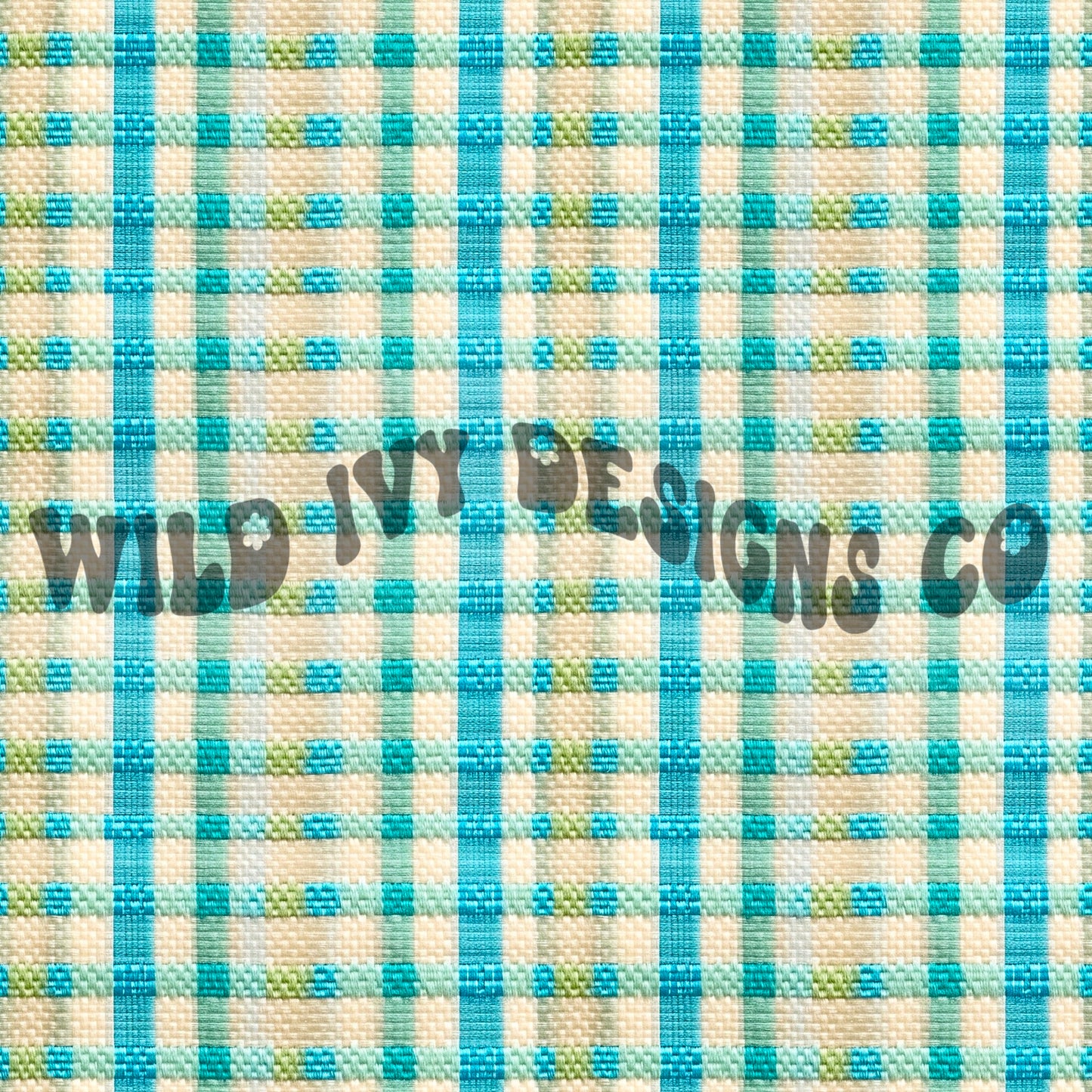 Embroidery Mint & Blue Gingham