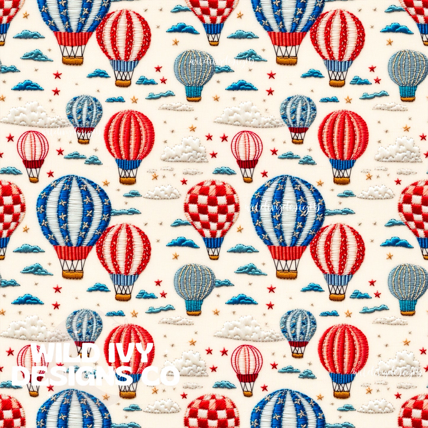 Embroidery RWB Whimsy Balloons