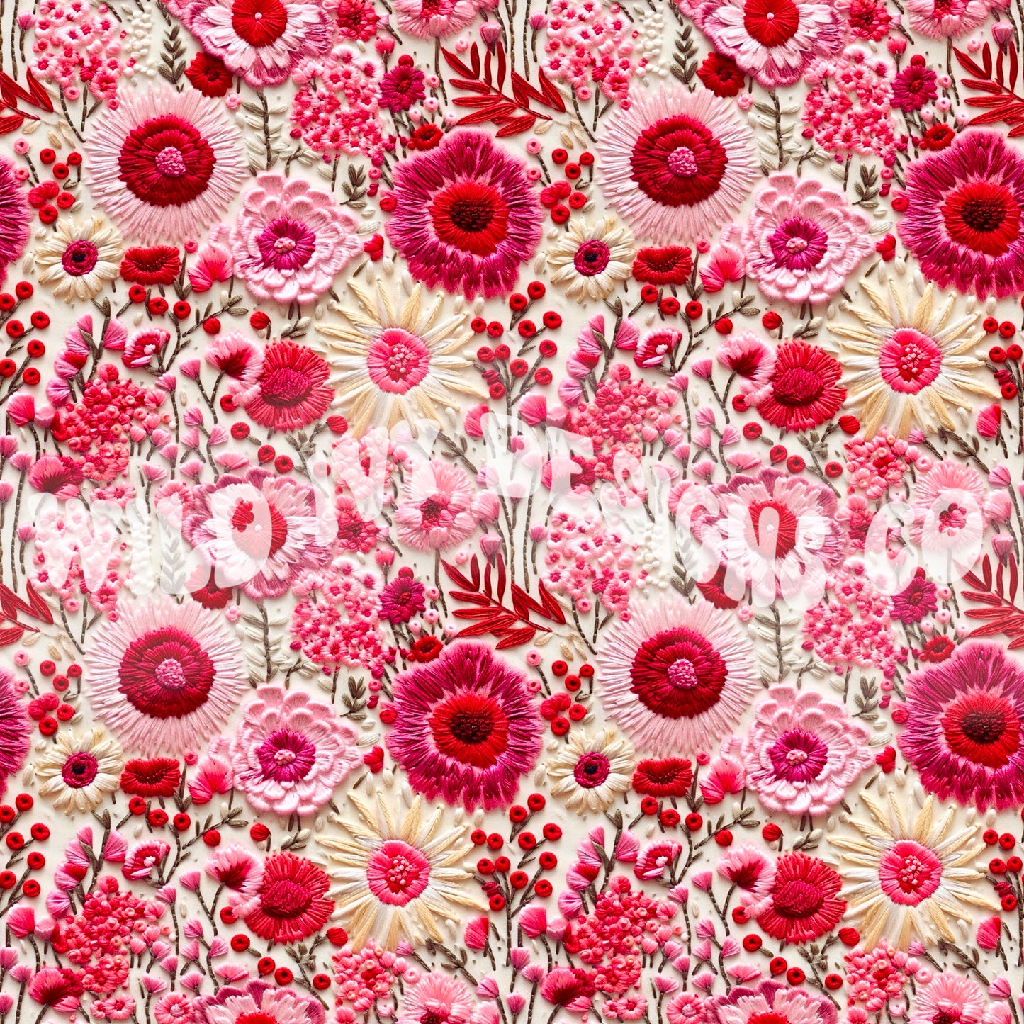 Shades Of Pink Boho Floral Embroidery