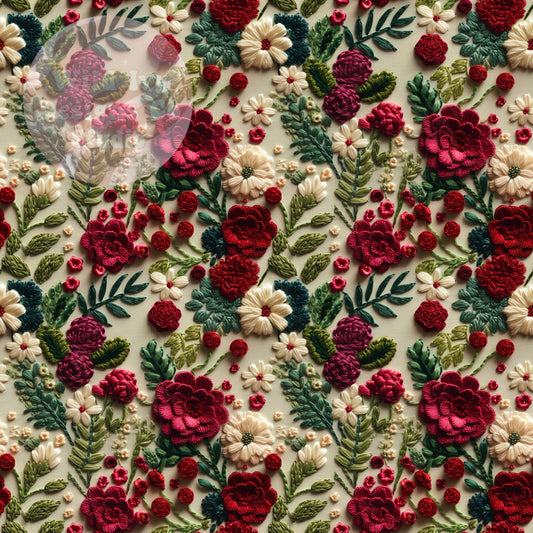 Dark Embroidery Christmas Holiday Floral