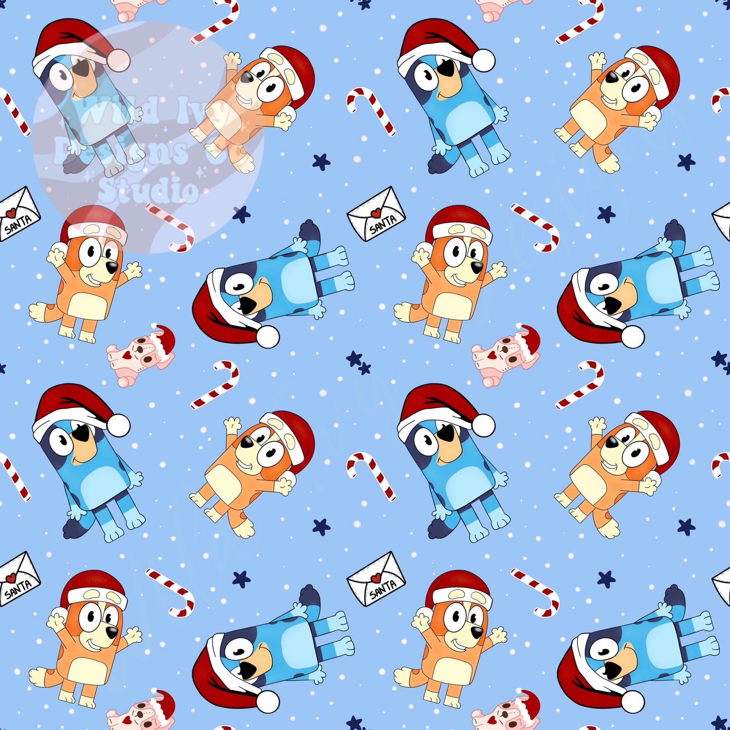 Blue Dog Christmas (Light Blue)