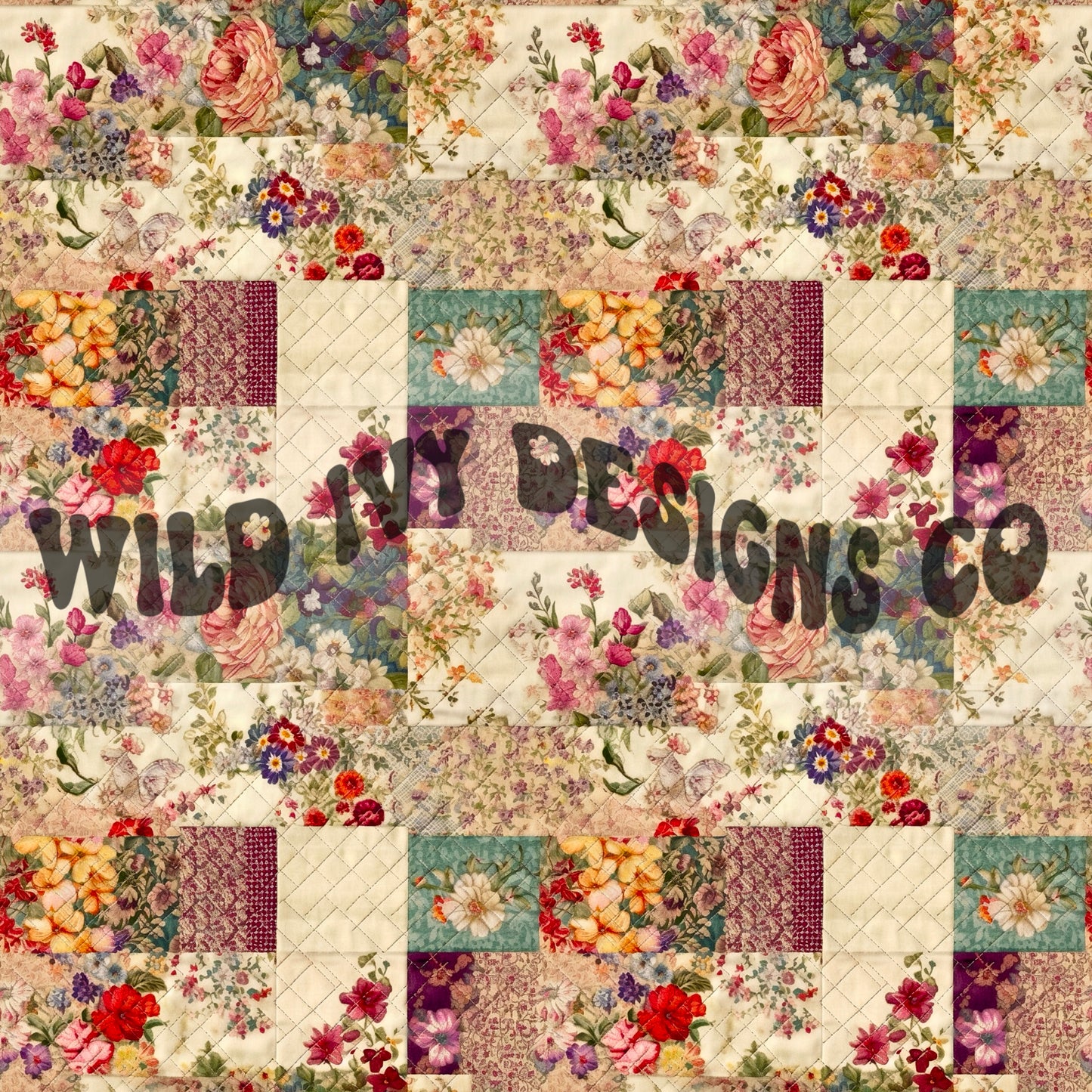 Vintage Watercolor Spring Floral Patchwork