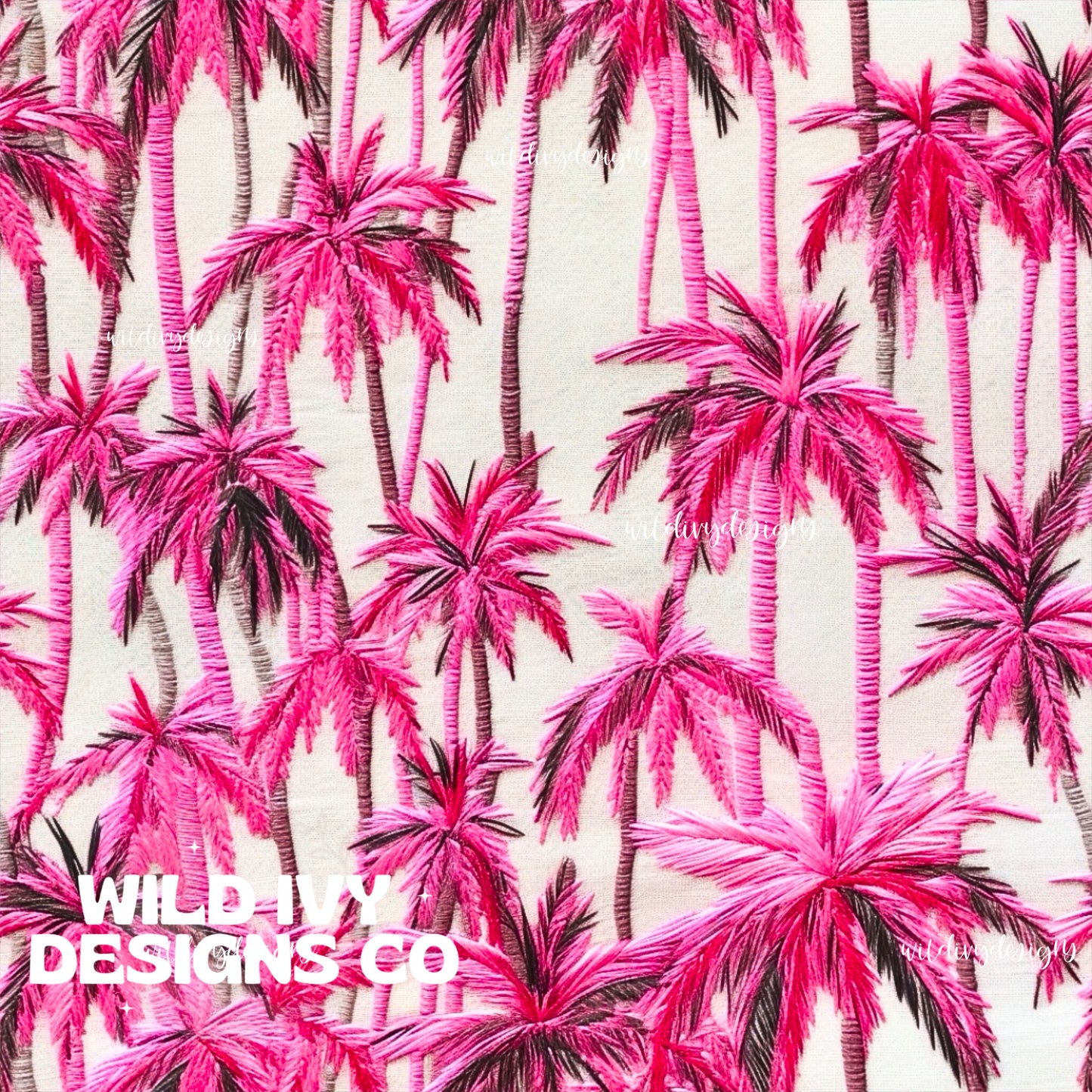 Embroidery Pink and Black Palms