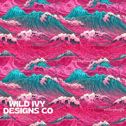 Pink and Blue Painted Waves