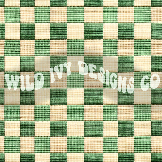 Green Checkered Embroidery Pattern