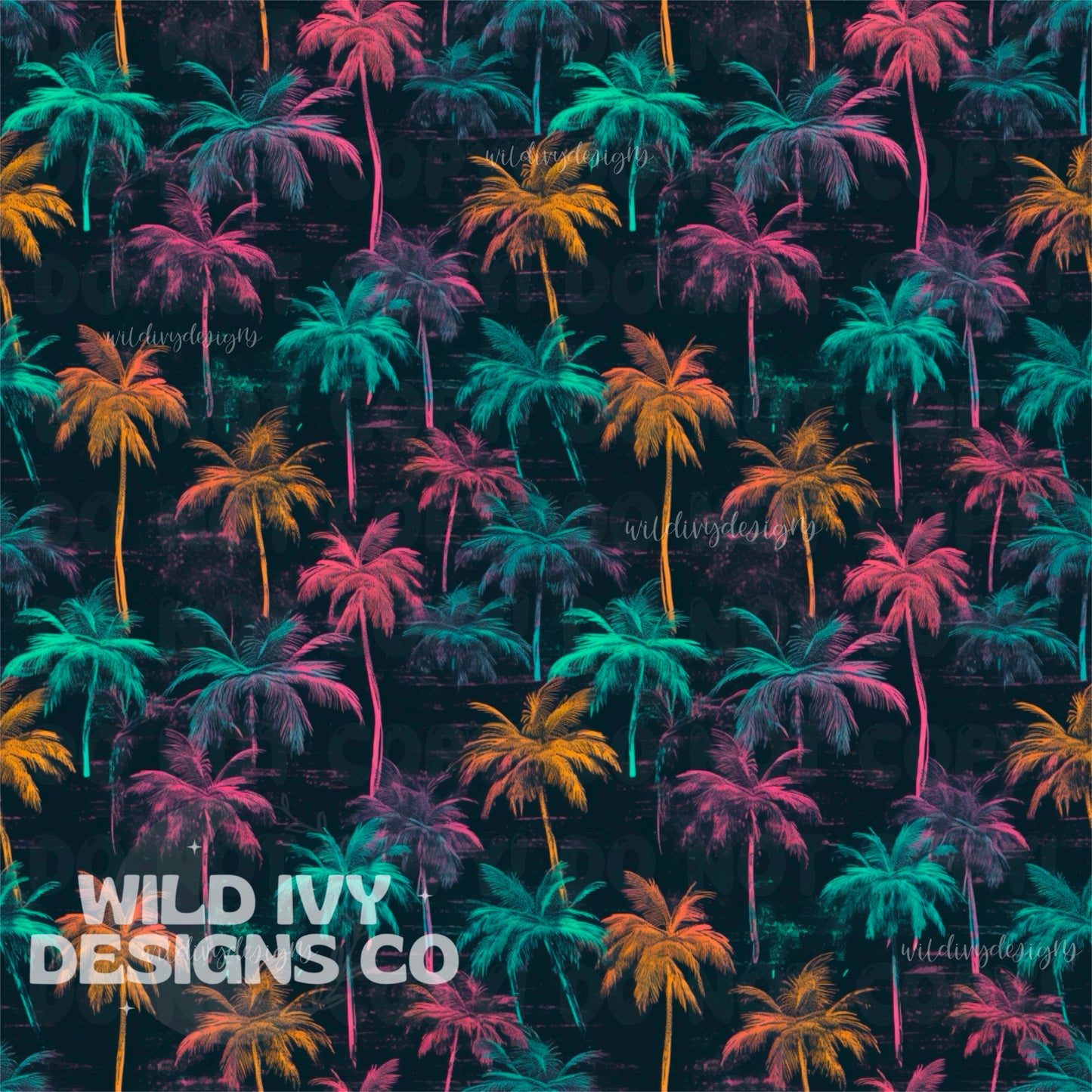 Grunge Neon Palms