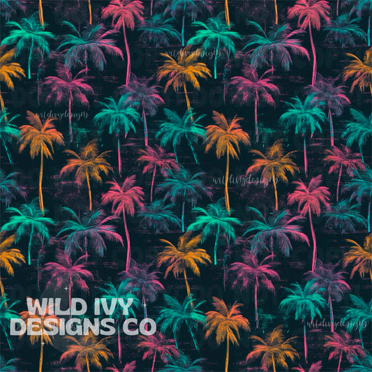 Grunge Neon Palms