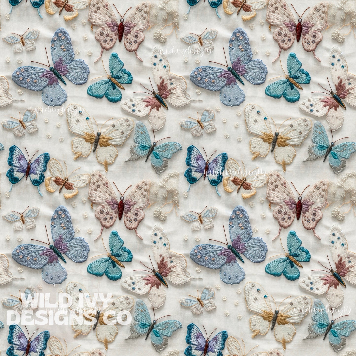 Blue and Lilac Whimsy Butterflies