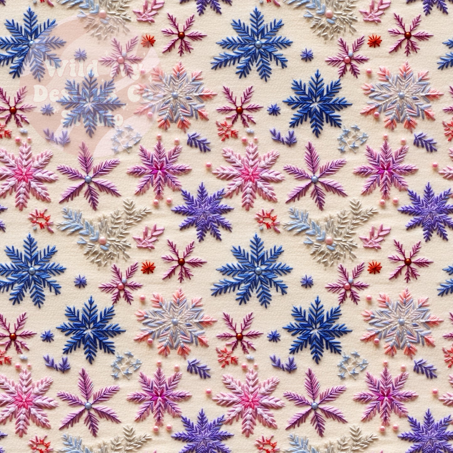 Embroidery Purple & Pink Snowflakes