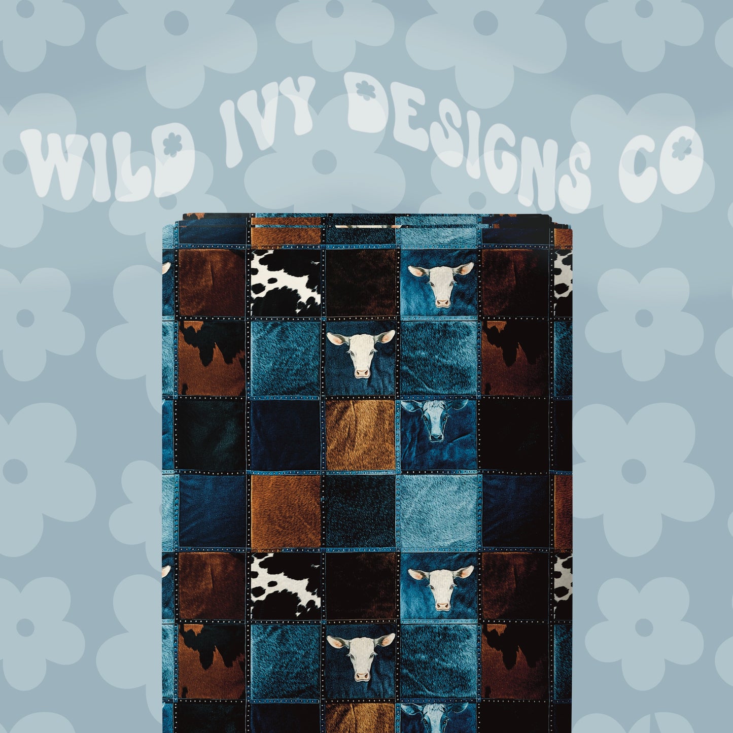 Western Denim Cow Face Patchwork