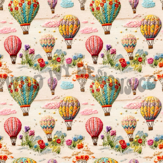 Bright Spring Embroidered Hot Air Balloons