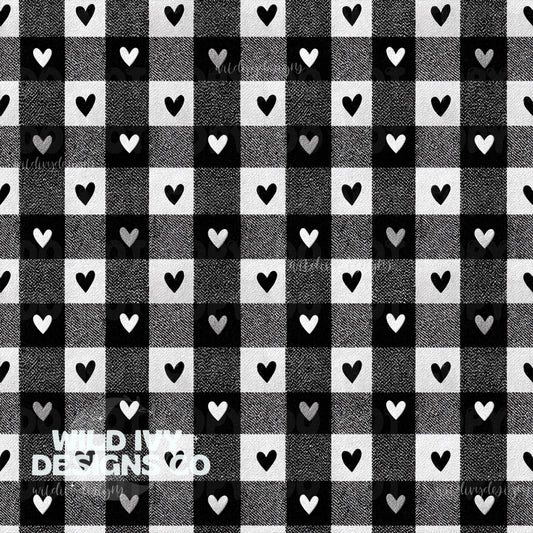 Monochrome Gingham Hearts