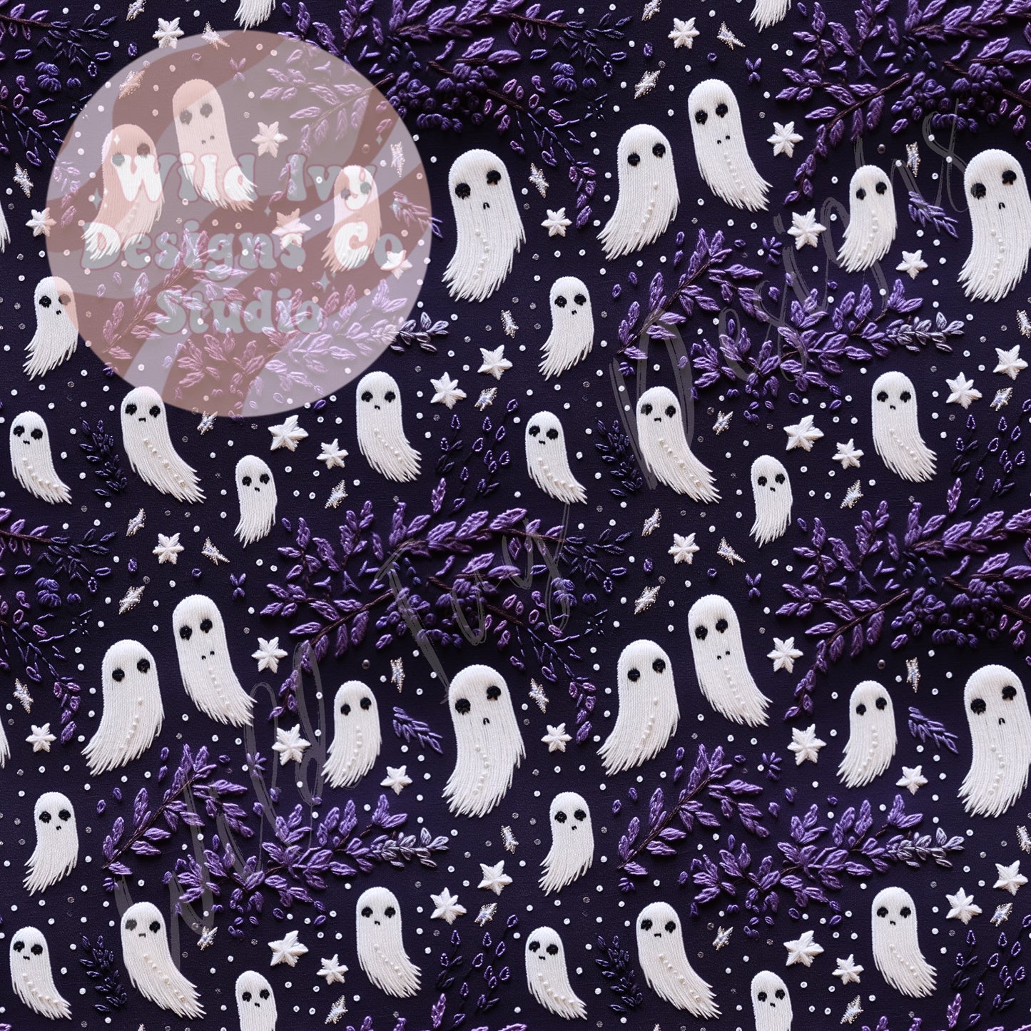 Lavender Ghosties Embroidery