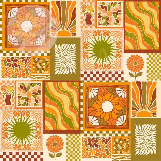 Retro Fall Patchwork Green & Orange