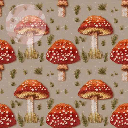 Embroidery Cottage Core Big Mushies