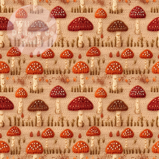 Embroidery Fall Colored Mushies