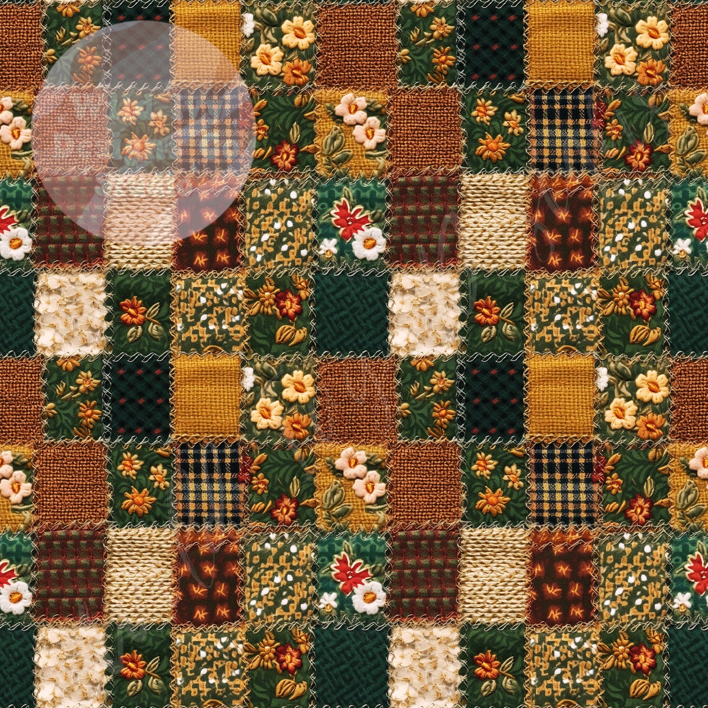 Fall Flannel Square Patchwork Embroidery