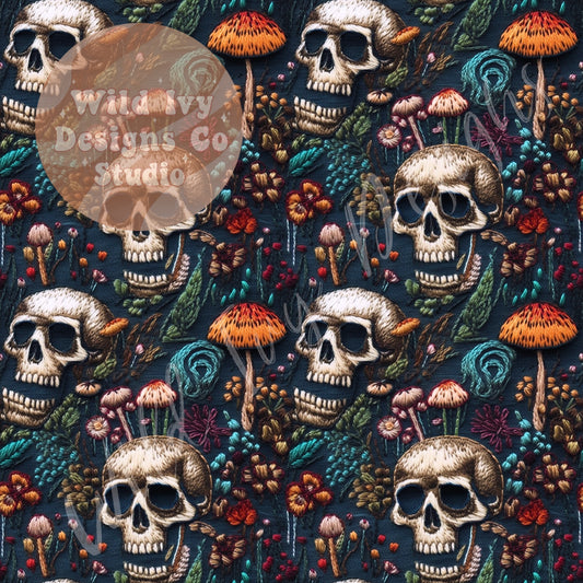 Embroidery Skull Mushies