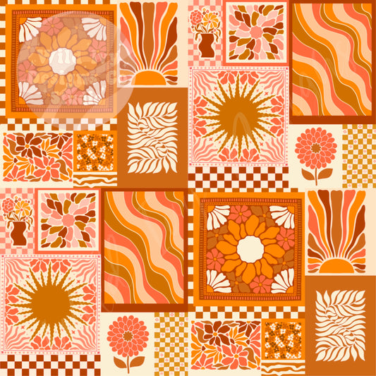 Retro Fall Patchwork Pink & Orange