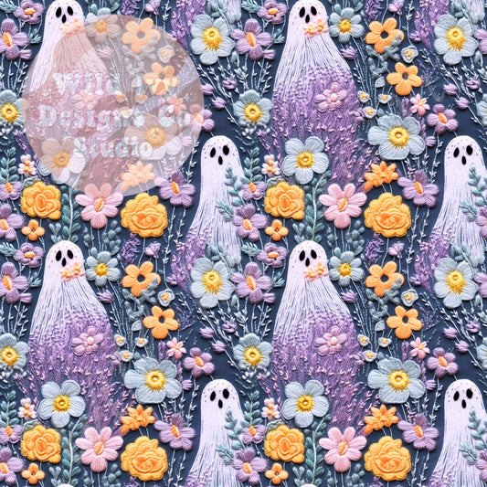 Embroidery Ghostie Garden Pastel Purple