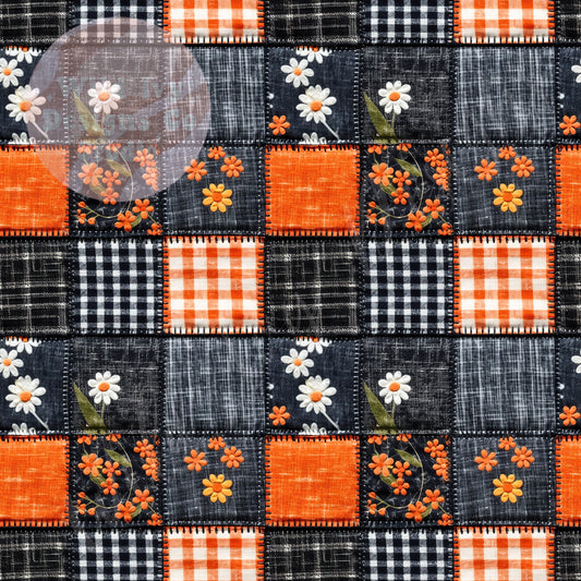 Orange & Dark Denim Patchwork Embroidery 2