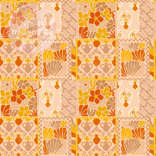 Fall Collage Patchwork Tan & Orange