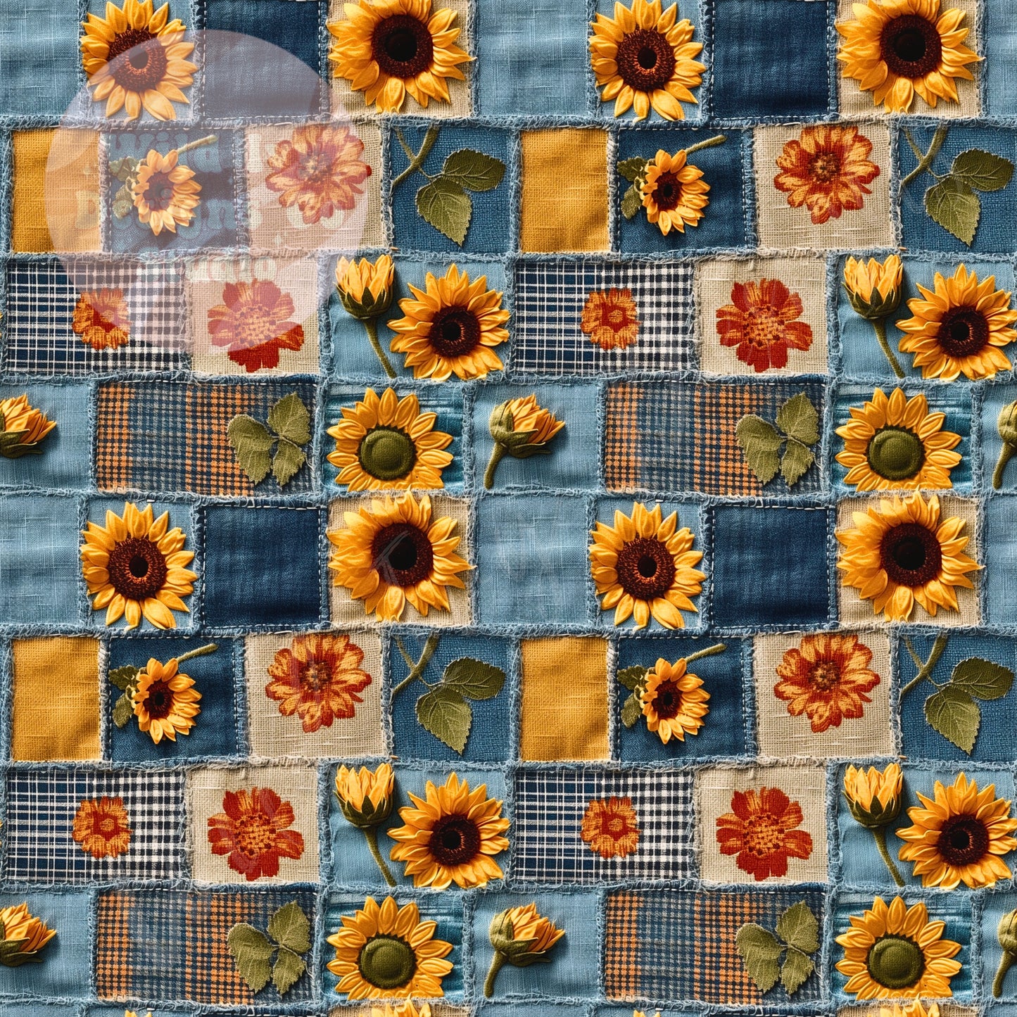 Sunflower Denim Patchwork Embroidery