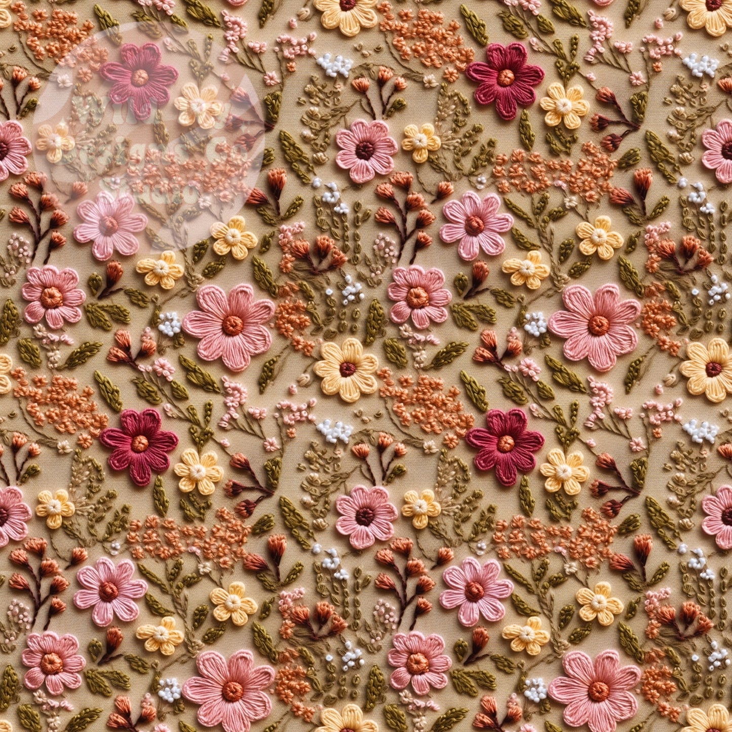 Fall Pinks Floral Embroidery