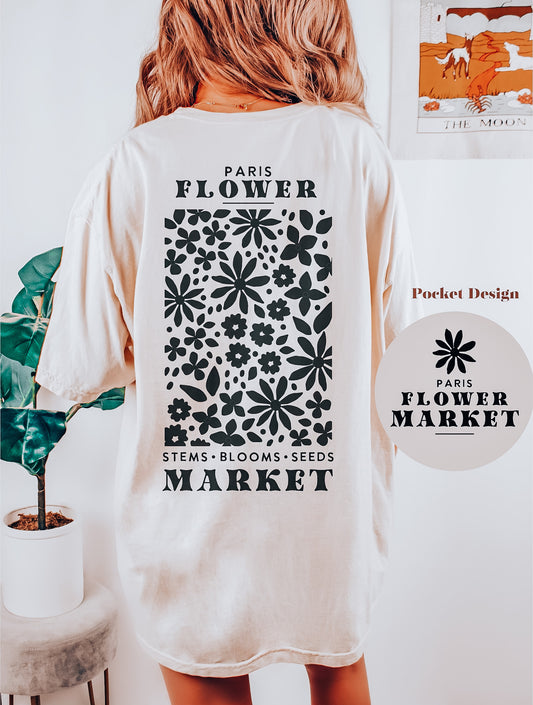 Paris Flower Shop (Black) Front And Back