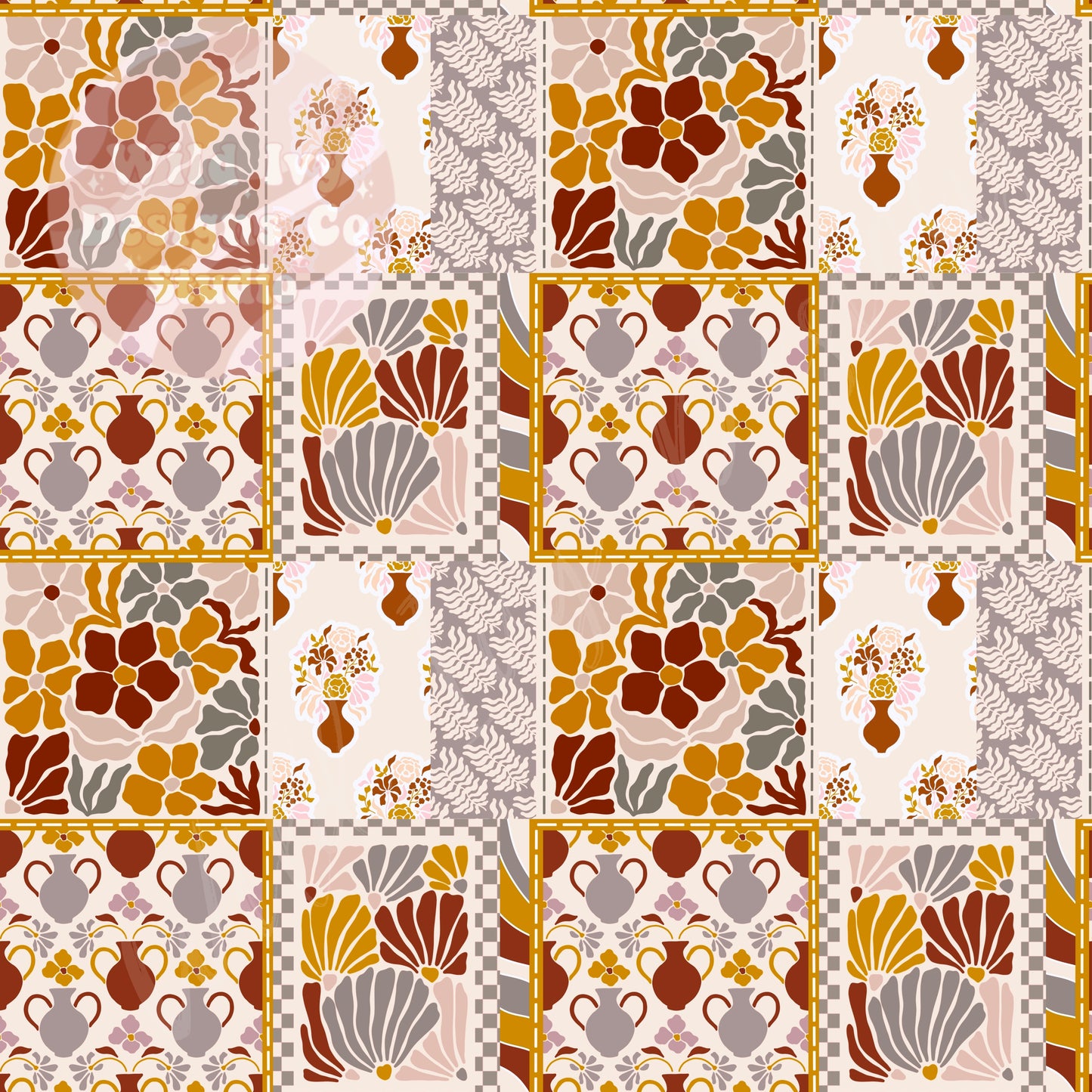 Fall Collage Patchwork Grey & Orange