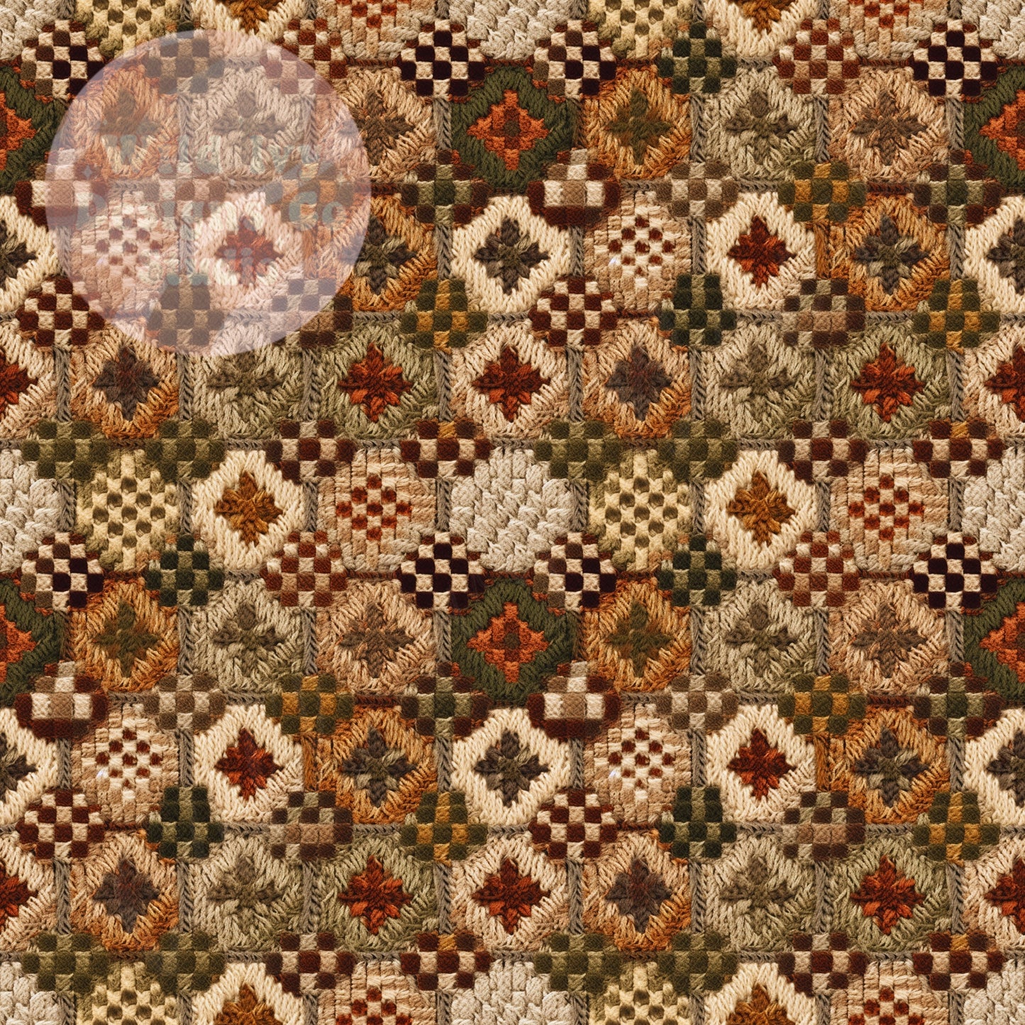 Diamond Embroidery Fall Patchwork Earthy Tones